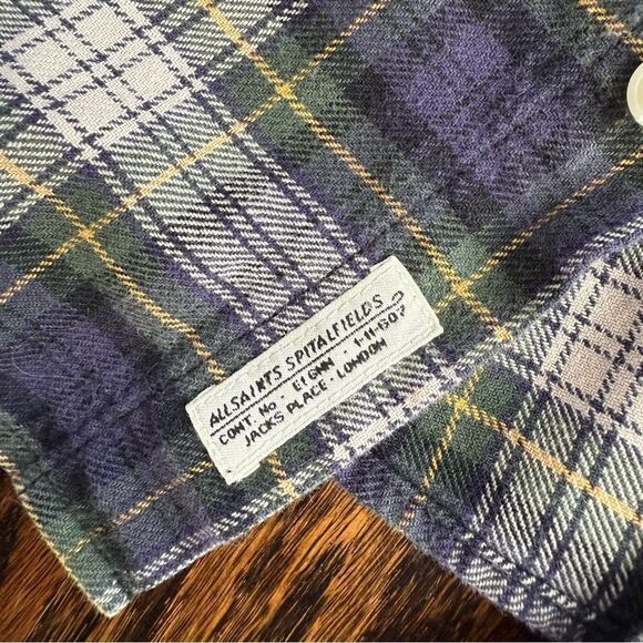 Allsaints Spitalfields ExMoor Button Down Shirt Flannel Corduroy Slim Fit Large - Picture 8 of 8